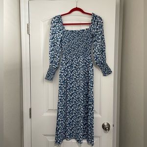 Reformation Rowan Dress blue floral midi dress size Small Petite